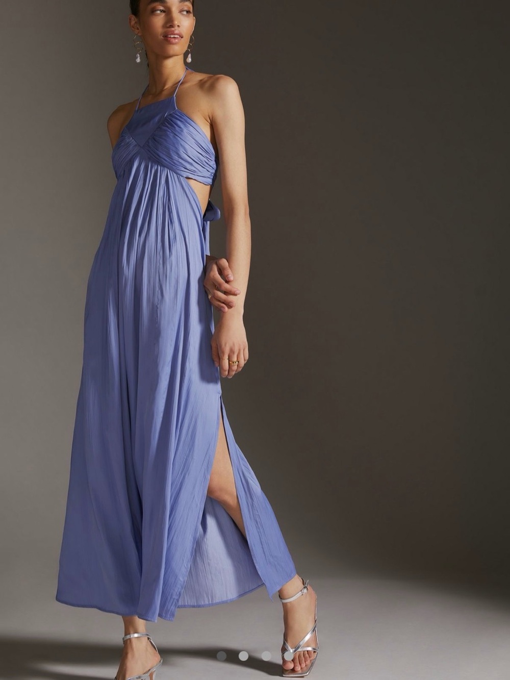 Anthropologie Periwinkle Halter Cutout Maxi Dress